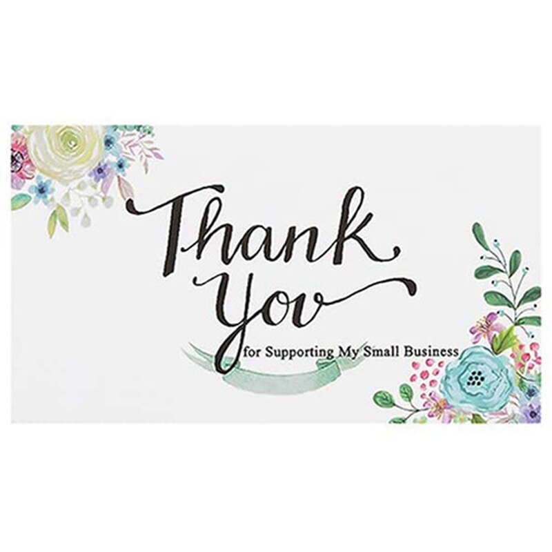 50Pcs/set Thank You for Supporting My Small Business Thank You Cards Paper Thanks Greeting Card for Bake Flower Store 9*5cm: H02