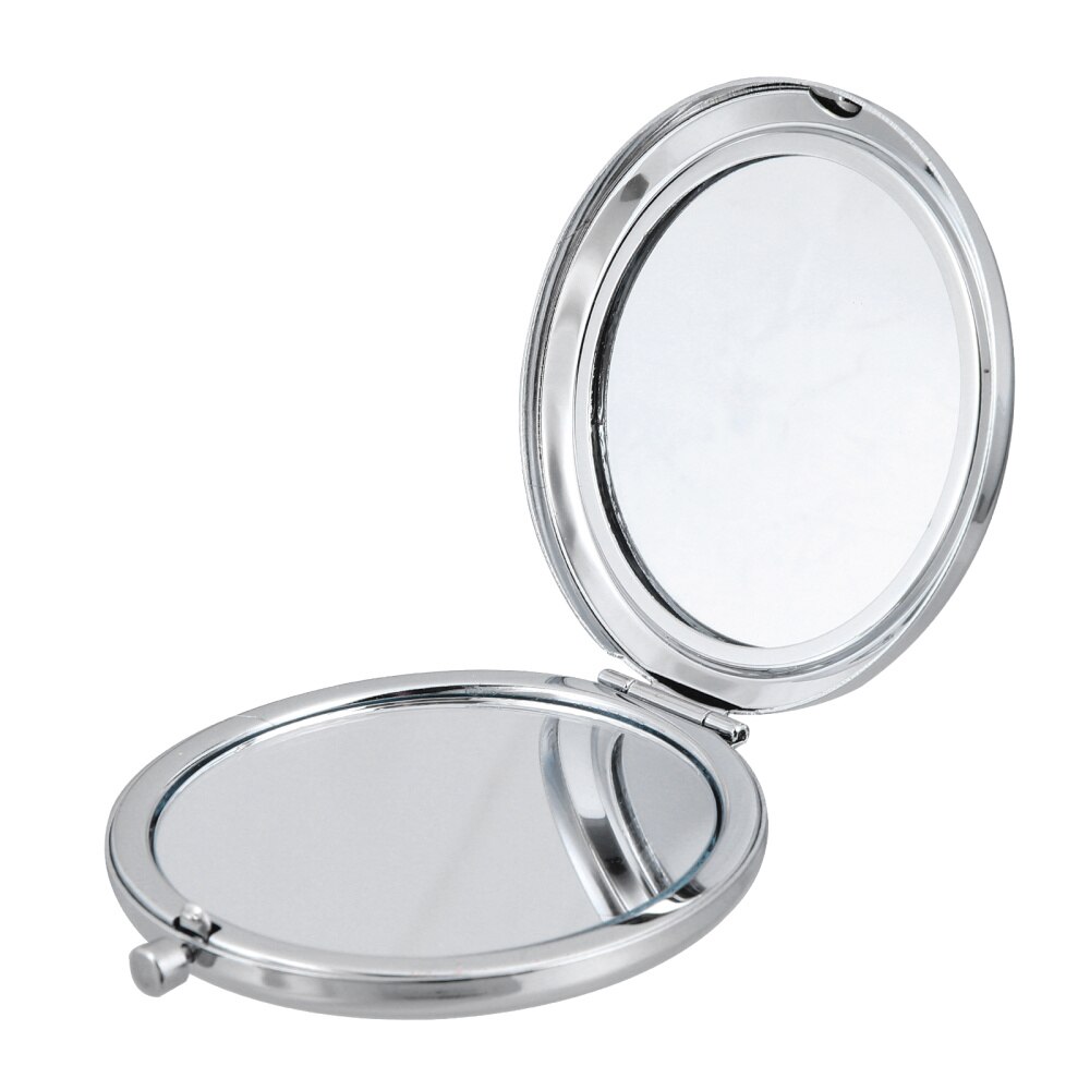 Portable Metal Makeup Mirror Handheld Mini Cosmetic Make Mirror: Chrome