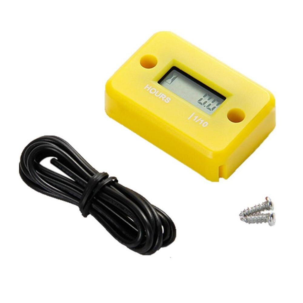 Waterproof Digital Hour Meter for Motorcycle ATV Snowmobile Boat Dirt Gas Engine LCD Digital Hour Meter: yellow