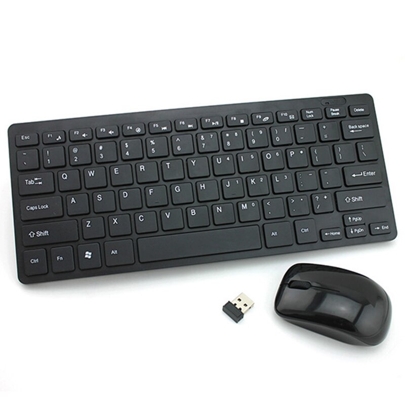 Wireless Keyboard 2.4Ghz Mini Mutimedia Toetsenbord Muis Combinatie Set Voor Notebook Pc Desktop Laptops Teclados Tablet: Black