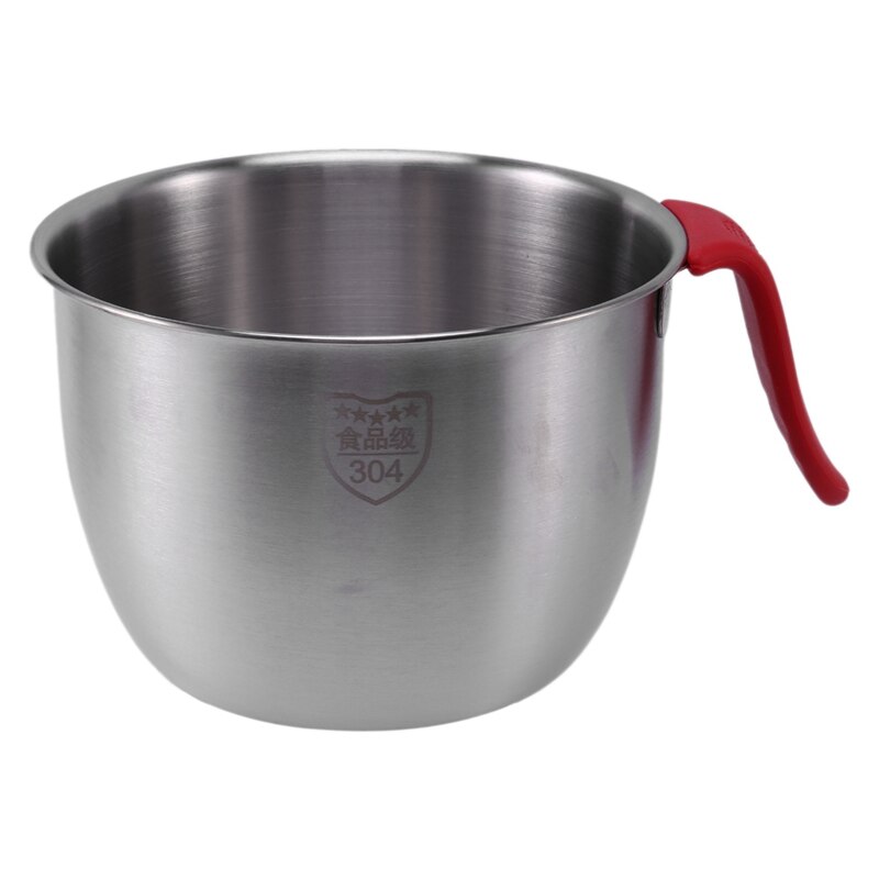 Stainless Steel Mixing Bowls with Handle DIY Cake Salad Grater Kitchen: Silver   Red