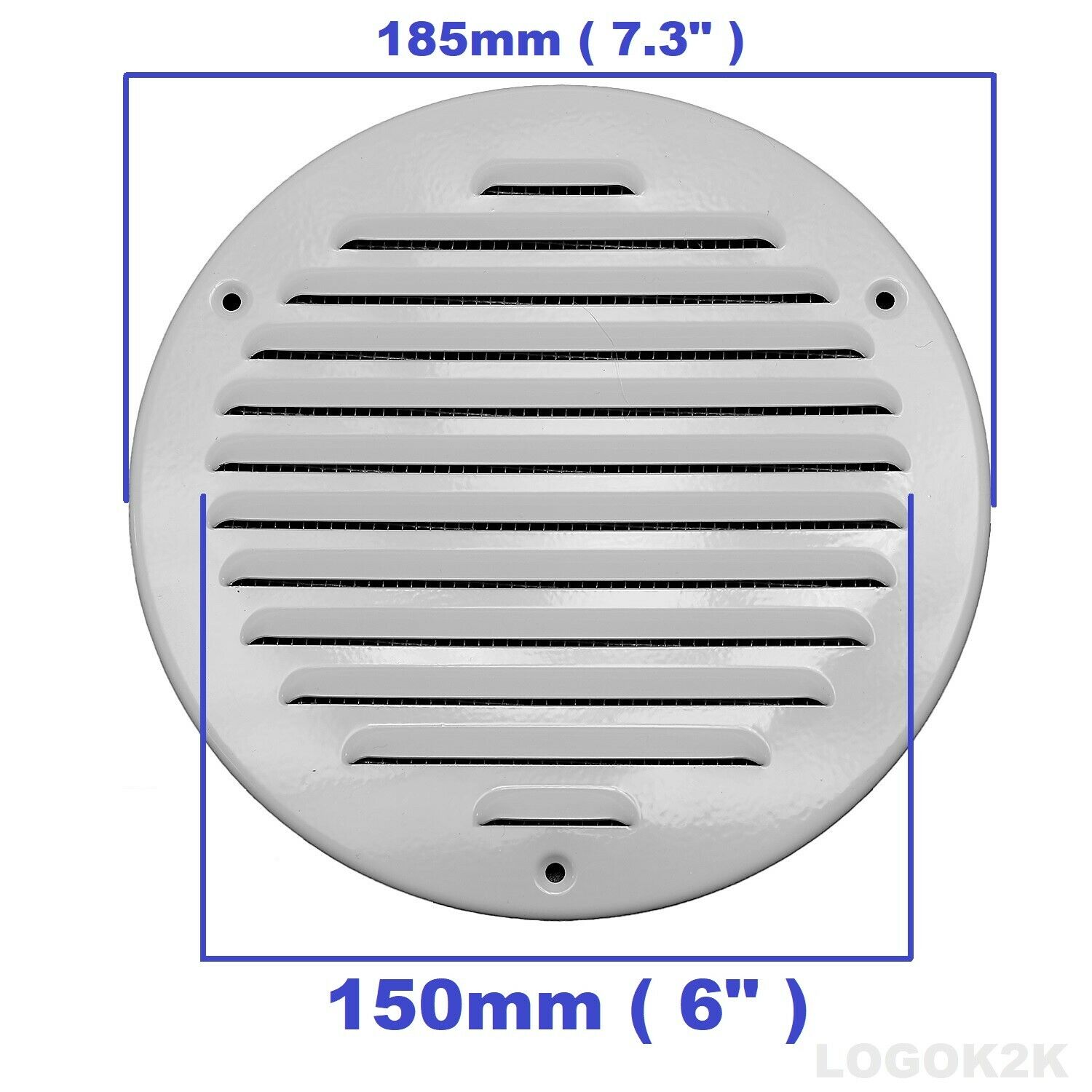 100MM 125MM 150MM Flat Circle Air Vent Grill Metal Cover Round Ducting Ventilation: WHITE - 150mm