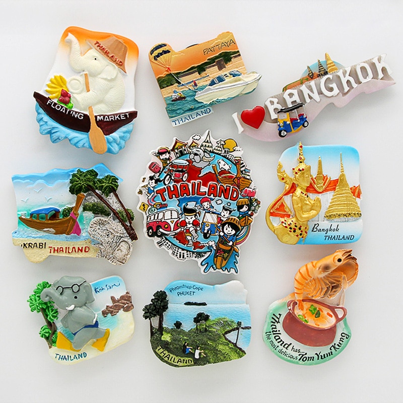 3D Magnetische Koelkast Thailand Pattaya Olifant Garnalen Soep Plakken Souvenir Bangkok Koelkast Magneten Collectie Woondecoratie