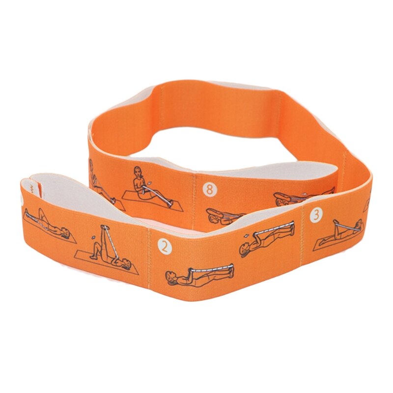 L9BD Yoga Pull Strap Belt Resistance Bands Latex Elastic Stretching Fitness Gymnastics Training Bands Home Gym Equipment: Printed orange