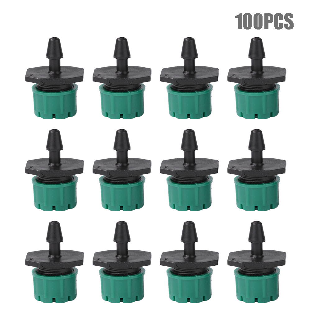 100 Pcs Micro Flow Dripper Drip Head Inch Adjustable Hose Garden Irrigation Misting Water Dropper Hose Drip Head Kit