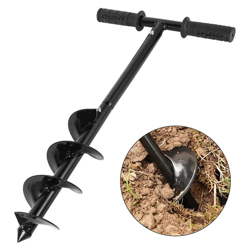 Spiral Drill Bit Garden Planter Bedding Hole Digger Loose Soil With Handle Cultivator Ground Yard Flower Manual Auger Trees