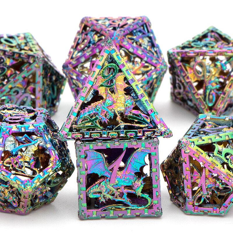 Hohl Metall Dnd Würfel einstellen Kerker Und Drachen D &Ampere; d D + D Würfel D20 D12 D10 D % d8 D6 D4 RPG Kupfer Polyeder Rolle Spielen Würfel
