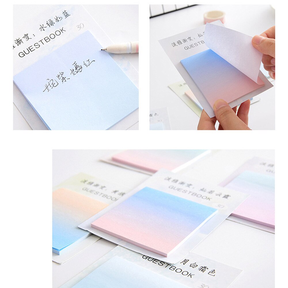Kawaii klistrelapper gradient fargeserie selvklebende notatblokk klistrelapper bokmerke skole kontorrekvisita fersken klistrelapper