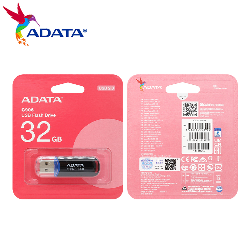 100% Original ADATA C906 USB Flash Drive 64GB 32GB 16GB 8GB USB 2.0 Mini U Stick Pen Drive High Speed Pendrive Memory Stick