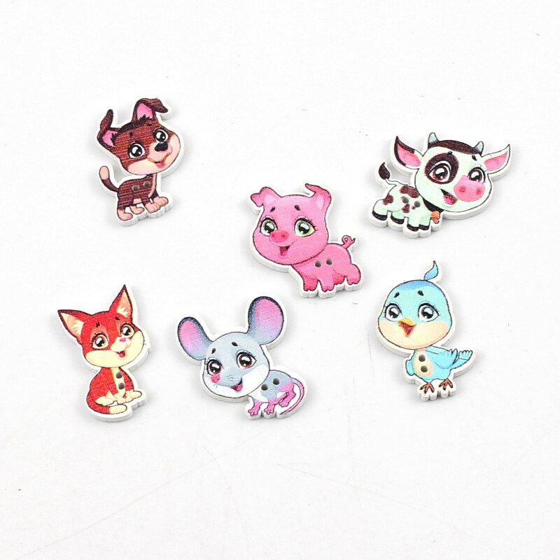 50Pcs Mixed Style 2 Holes Wood Buttons For Clothes Sewing Craft Scrapbooking Handicraft Buttons DIY Apparel Accessories: B02375