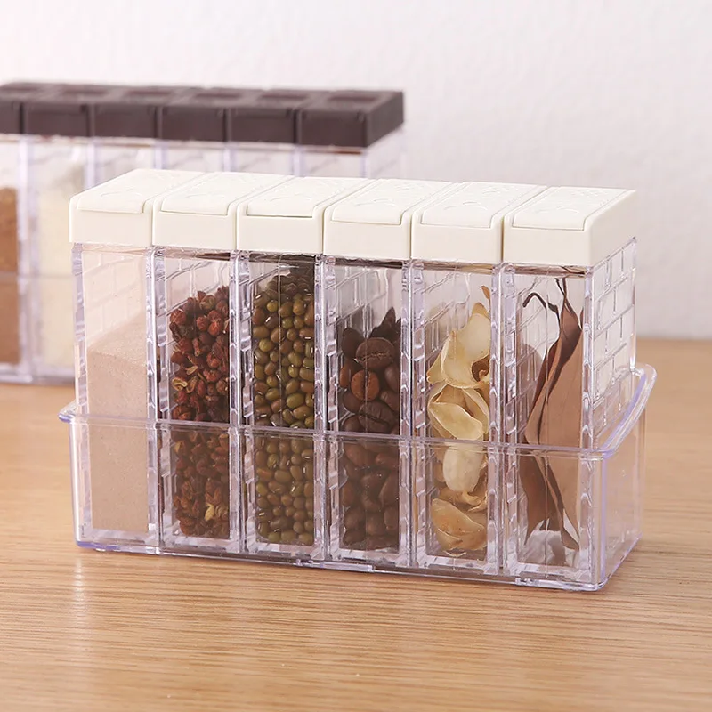 Juego de 6 unidades de almacenamiento de especias, tarro de especias, caja de condimentos, contenedor rociador de sal y pimienta, herramientas para botellas de almacenamiento de especias de cocina JU31804