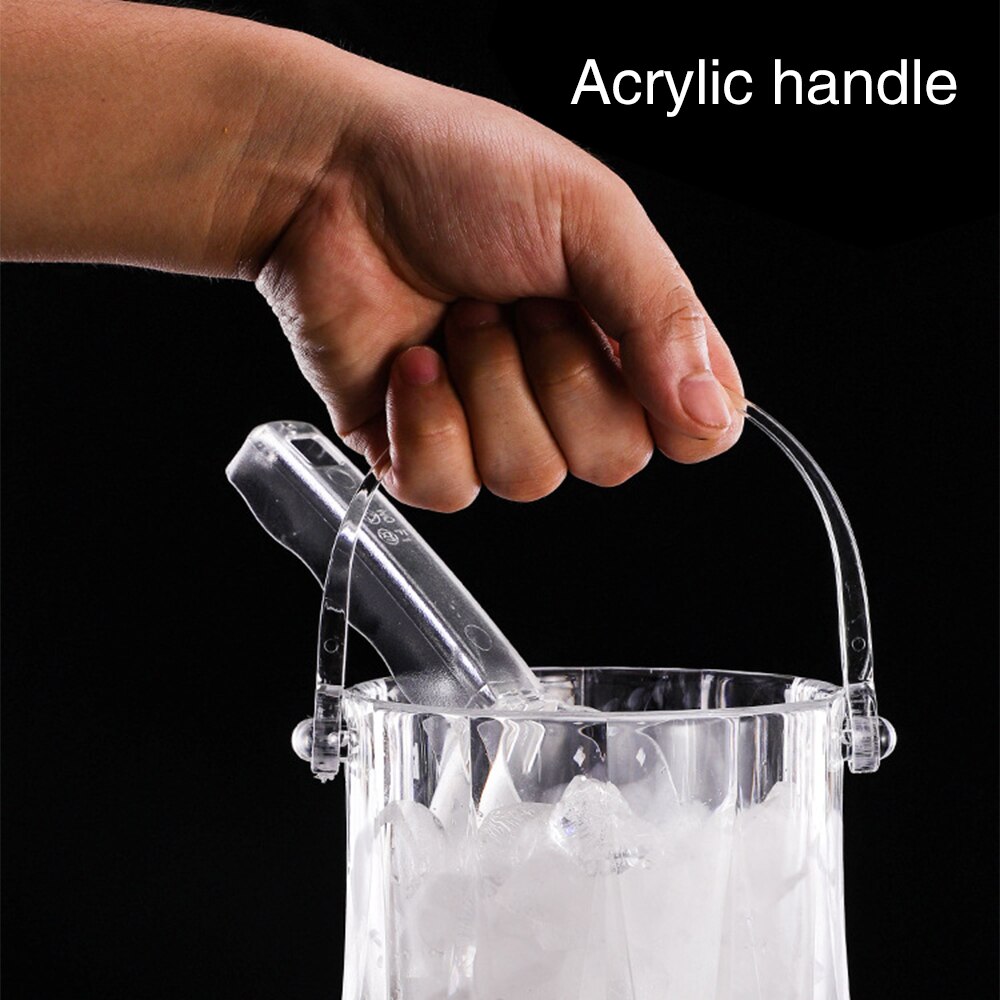 Diamond Cut Surface Acrylic Ice Wine Barrel Beer Cooler Box Champagne Freezer with Ice Tongs Beverage Cooling Bag For Hotel Bar