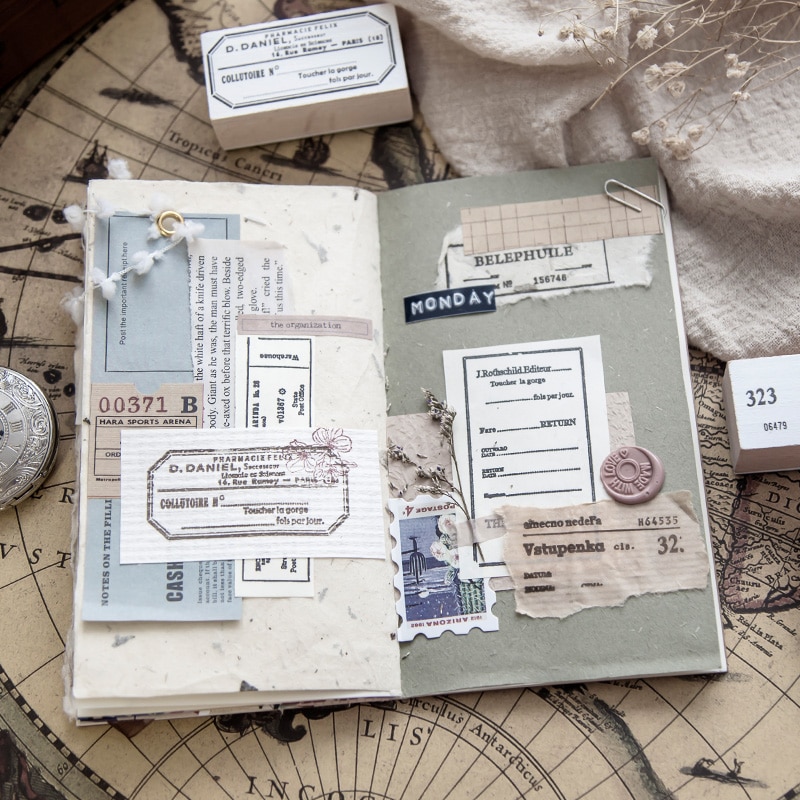 Resa jorden runt serie biljetter samling gummi trä stämpel set för diy scrapbooking kort dekoration prägling hantverk