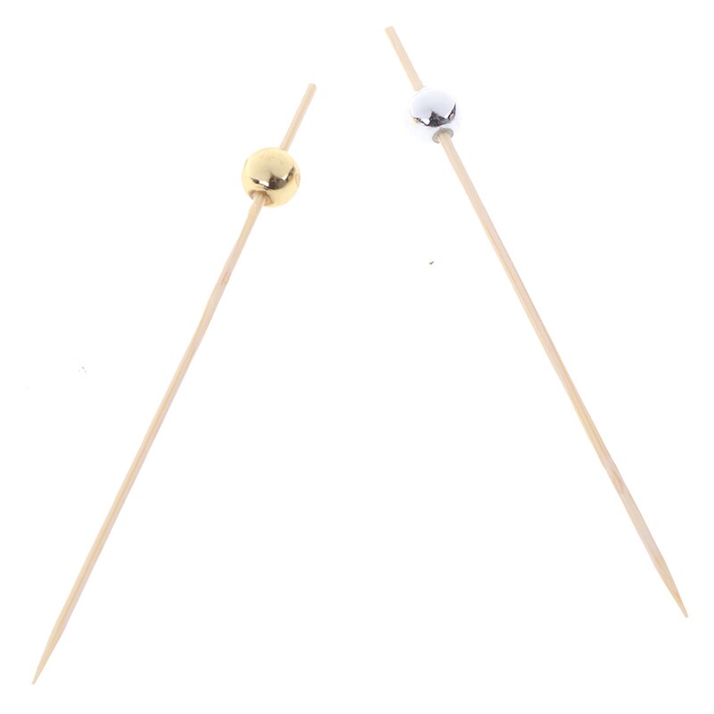 100 PCS 12cm Wooden Toothpick Fruit Snack Fork Bamboo Sticks Pearl Cocktail Food Skewer Picks Party Wedding Festival Supplies