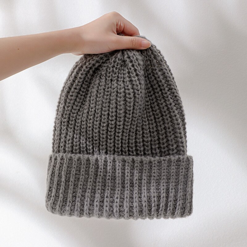 Sombrero de lana japonés para mujer, gorro de punto coreano que combina con todo, orejeras cálidas, GORRA DE PELO SUELTO grande, Gorros Casuales: Gray