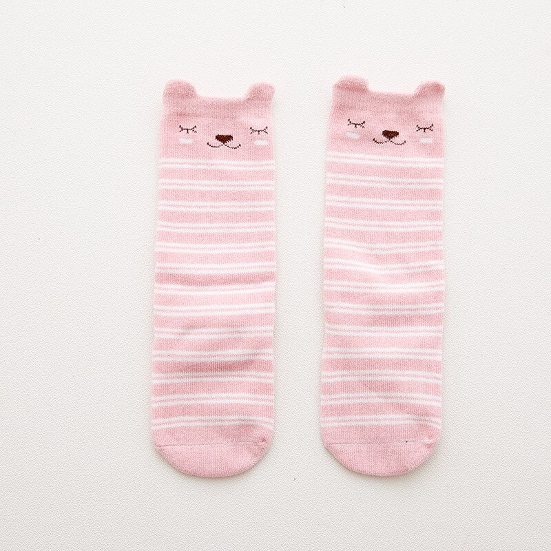 Unisex Lovely Cute Cartoon Fox Kids baby Socks Knee Girl Boy Baby Toddler Socks animal infant Soft Cotton socks: Black / 2-4 years