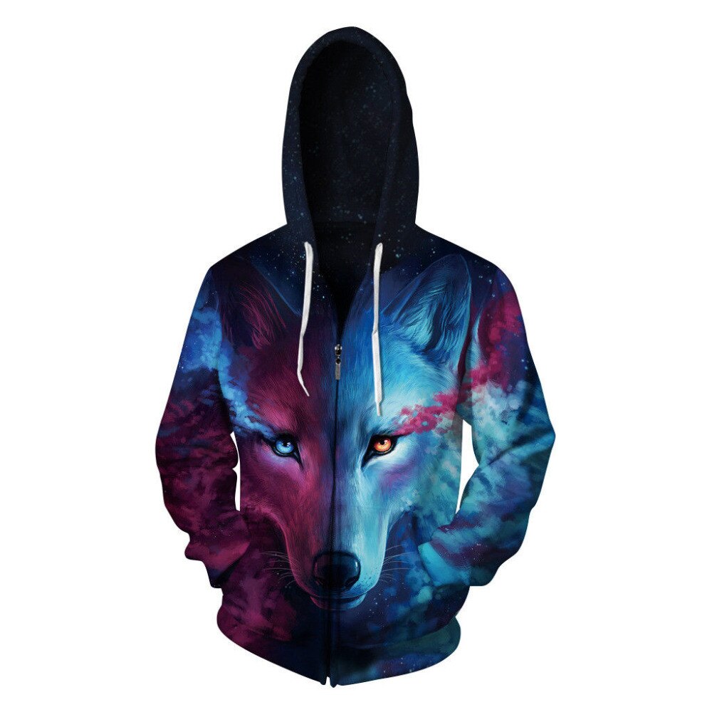 Sudadera con capucha y cremallera para hombre y mujer, chaqueta con estampado gráfico 3D para parejas, abrigo