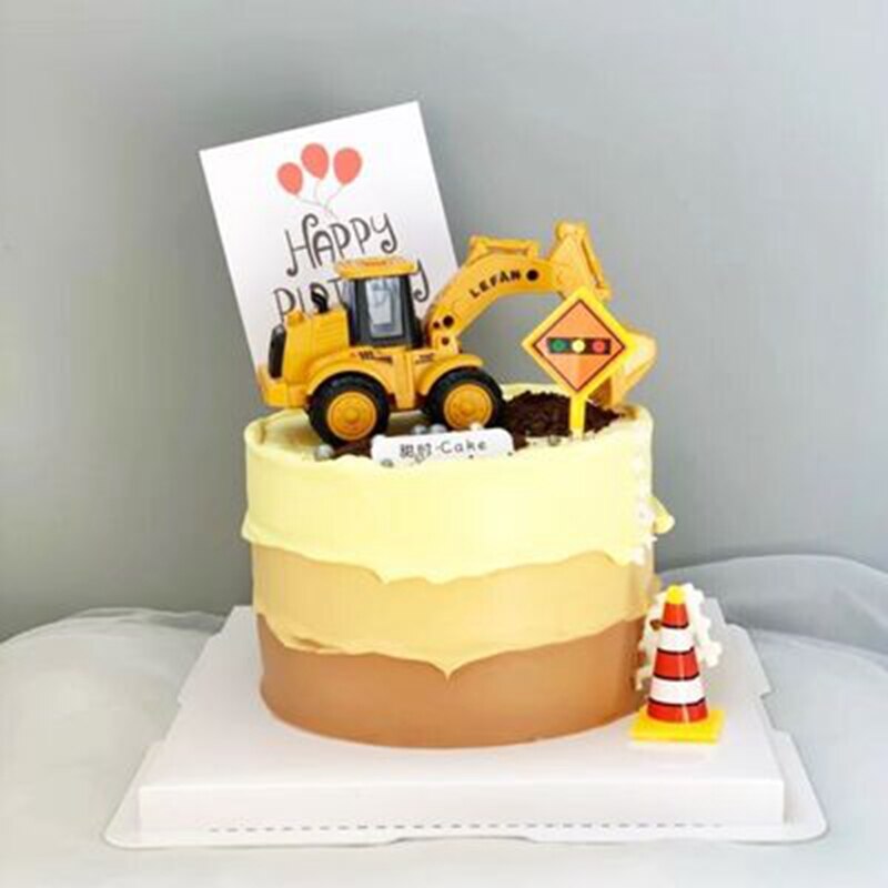 Ingenieurwesen Fahrzeug Kuchen Dekor Graben Maschine Kuchen Deckel Kran Kuchen Dekore Glücklich Geburtstag Party Dekor freundlicher Jungen Geburtstag Spielzeug