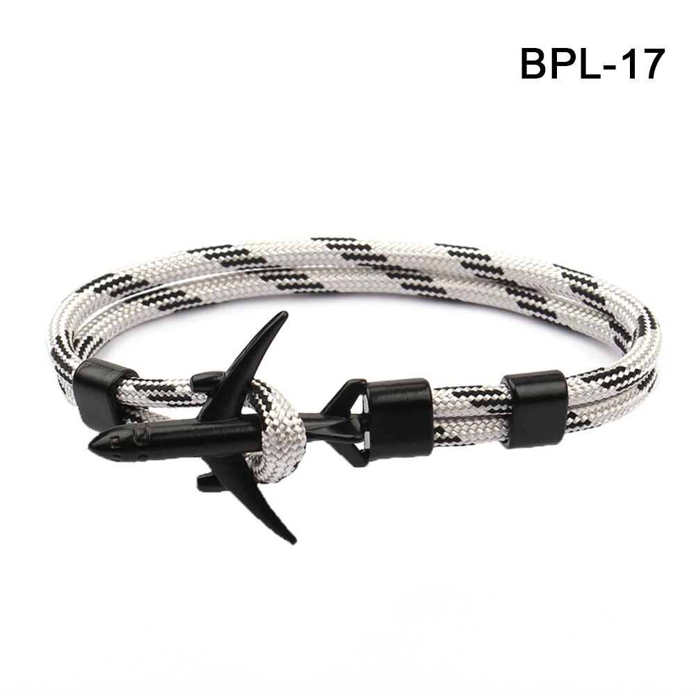 Airplane Anchor Bracelet Men Polyester Wrist Rope Bracelet Sport Jewelry BMF88: bpl-17