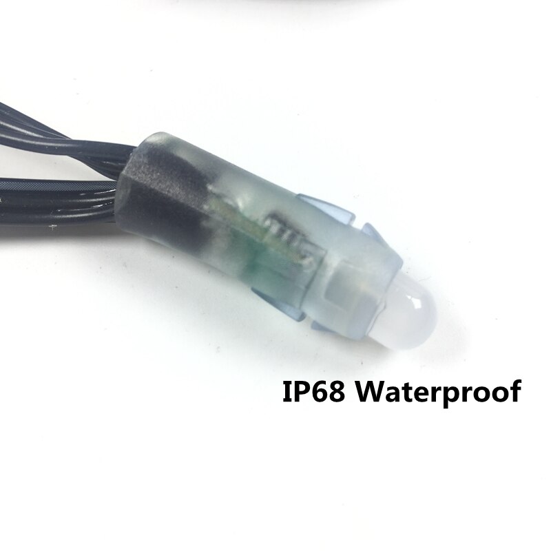 50pcs DC5V/DC12V 12mm WS2811 IC RGB Led Module String Zwarte draad Waterdichte IP68 Digitale Full Color LED Pixel Licht