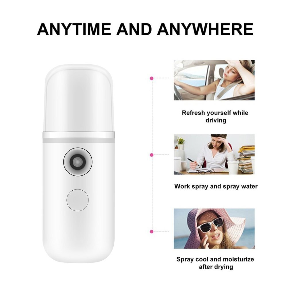 Portable Mini Mist Spray Facial Moisturizing USB Rechargeable Beauty Instrument Face Humidifier Daily Cooling Water Sprayer