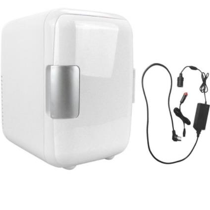 Mini nevera portátil para coche, refrigerador de viaje para el hogar, 12V, 220V, calentador automático, caja de refrigeración de doble uso para oficina, 4L: 12V and 220V White