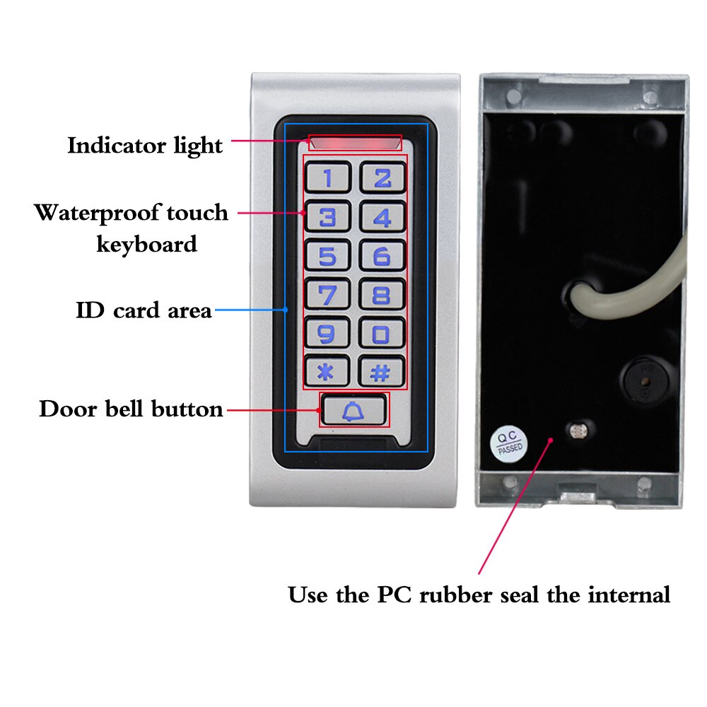 OBO IP68 Waterproof Access Control Keypad RFID Keyboard Metal Case for Door Access Control System Outdoor Rainproof WG26 Reader