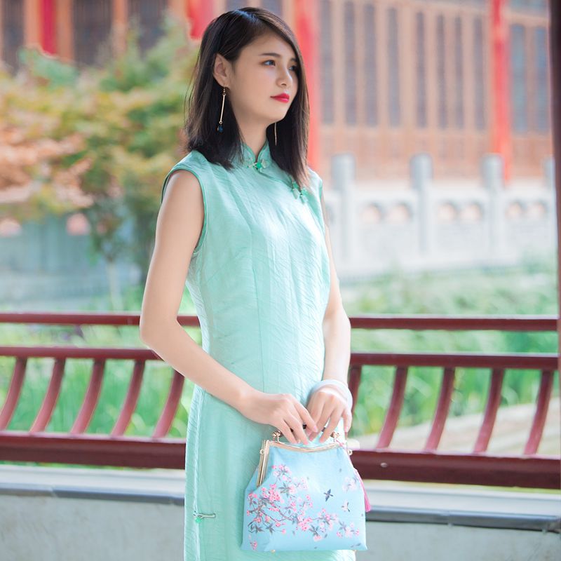Saco uniforme, saco cheongsam, saco antigo, saco de ombro único, presente presente, saco de jantar, saco feito à mão, saco feminino, saco de ouro, chão