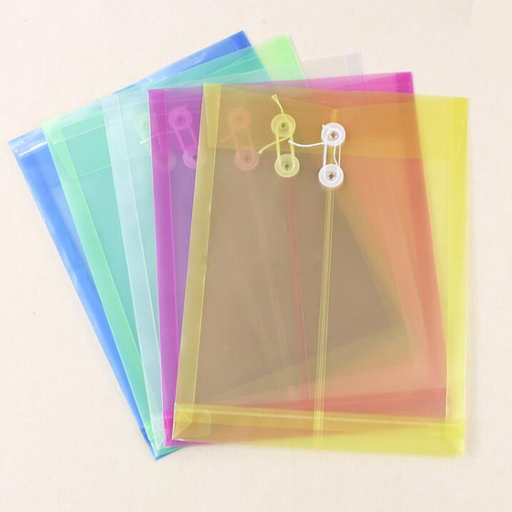 A4 File Document Button Closure Folder Bag PP Plastic Bags Waterproof Organizer Storage Stationery Punch Office School Supply