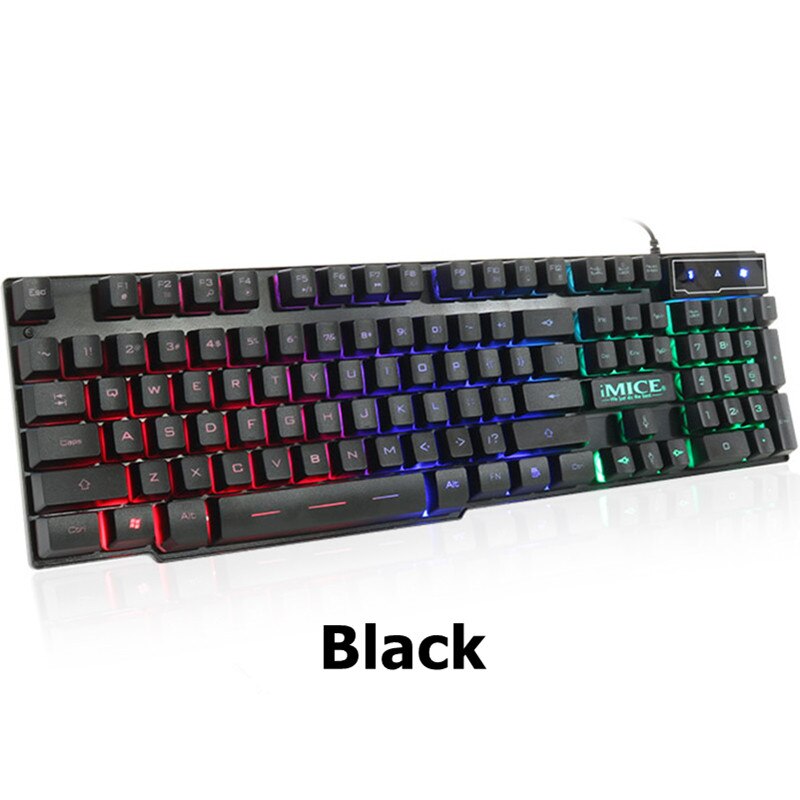 iMice Gaming Keyboard Imitation Mechanical Keyboard with Backlight Russian Gamer Keyboard Wired USB Game keyboards for Computer: Model 1-Black Eng
