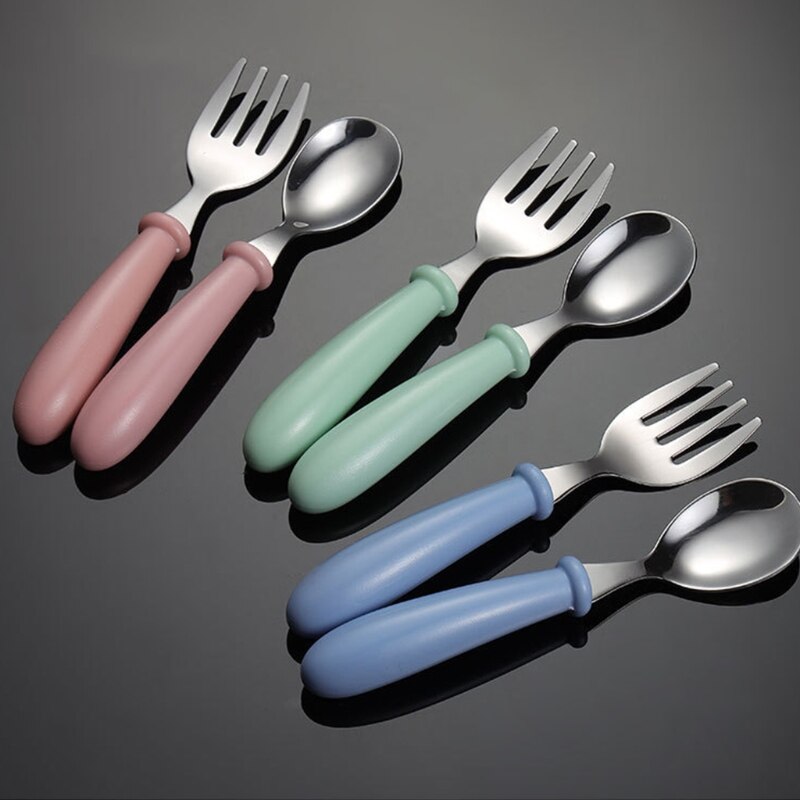 6pcs Toddler Stainless Steel Untensils Set Children Safe Flatware Food Feeding Fork Spoon Cutlery with Travel Case