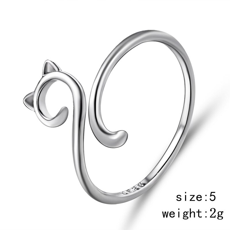 Rinhoo cat ring matt kattunge katt wrap ring öppen manschett djur finger ring för ung flicka kvinnor justerbar ring: Ri17 y 104 m 0