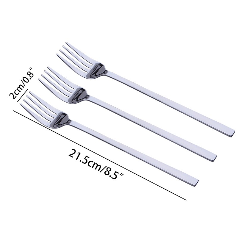 3 stk rustfrit stål middagsgaffel langt håndtag bordgafler sæt koreansk bestik fire fingre salat dessert frugtgafler køkken 8.5 & #39 ;& #39 ;