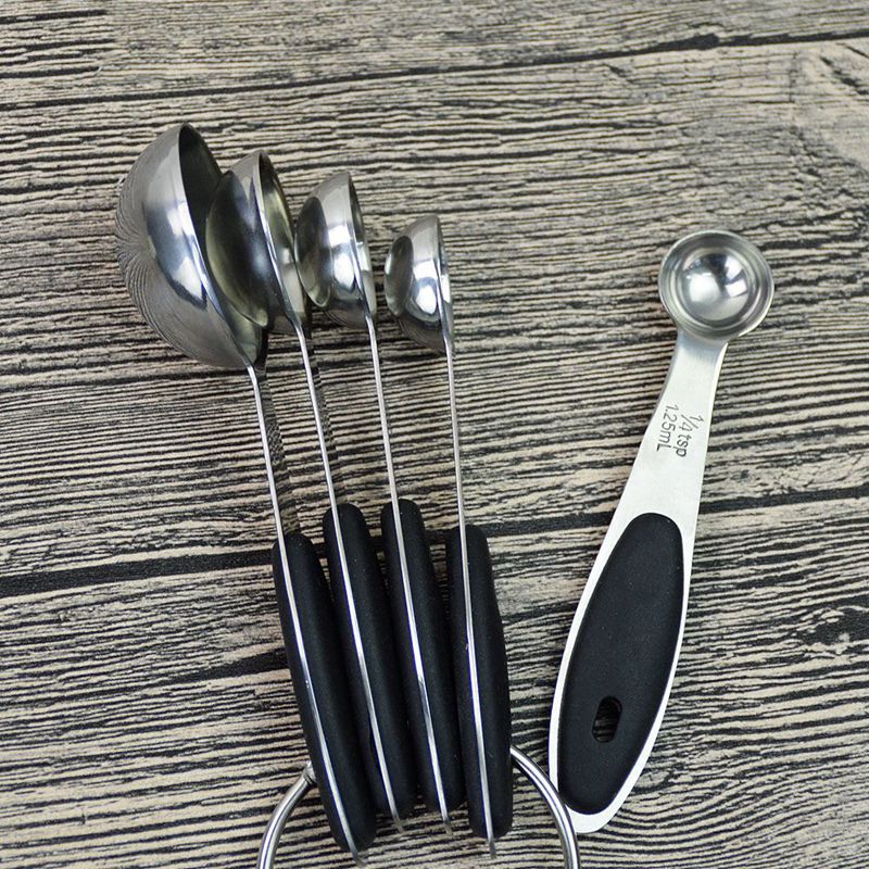 10 PCS Grade Spoons Set and Stainless Steel Measuring Cups with Soft Silicone Handles for Easy Grip