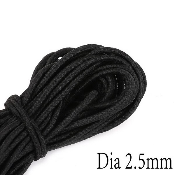 1mm/1.5mm/2mm/2.5mm/3mm/4mm/5mm hoogwaardige 2 meters Ronde Elastische Band Elastisch Touw Zwart Rubberen Band DIY Naaien Accessoires: 2.5mm Black