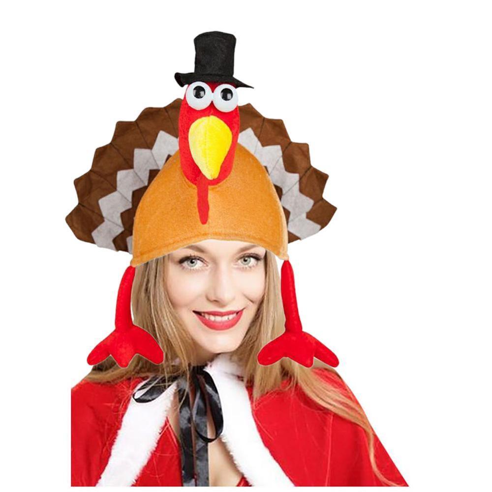 Funny Carnival Chicken Leg Hat Christmas Thanksgiving Decoration Festive Carnival Party Hat Turkey Hat Adult Cap W2U8