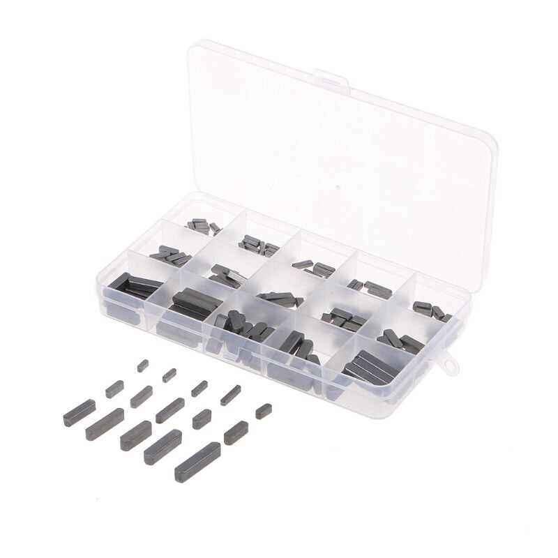 140pcs Round Ended Feather Key Parallel Drive Shaft Keys Set 8mm 10mm 12mm 16mm 20mm 25mm 30mm Hardware with Box Q84D