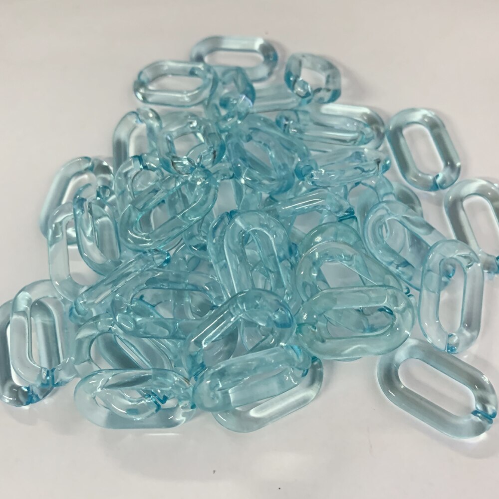 50pcs/bag Frosted DIY Detachable Replacement Shoulder Strap Bag Acrylic Resin Handbag Chain Strap Bands Bag Accessories 27*17mm: transparent skyblue