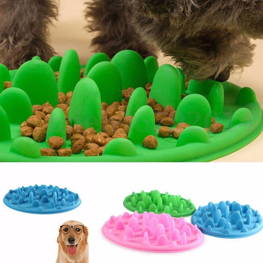 Sällskapshund matar matskål skål silikon valp sakta ner äta matskål förhindra fetma hundar tillbehör