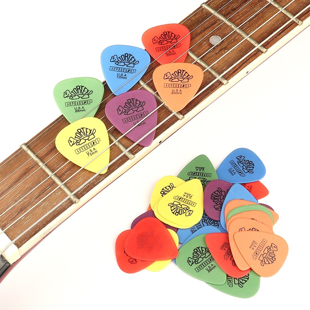 Dunlop-púas para guitarra eléctrica, accesorios para bajo, 6 tipos de grosor, Plectrum, 100 unidades,