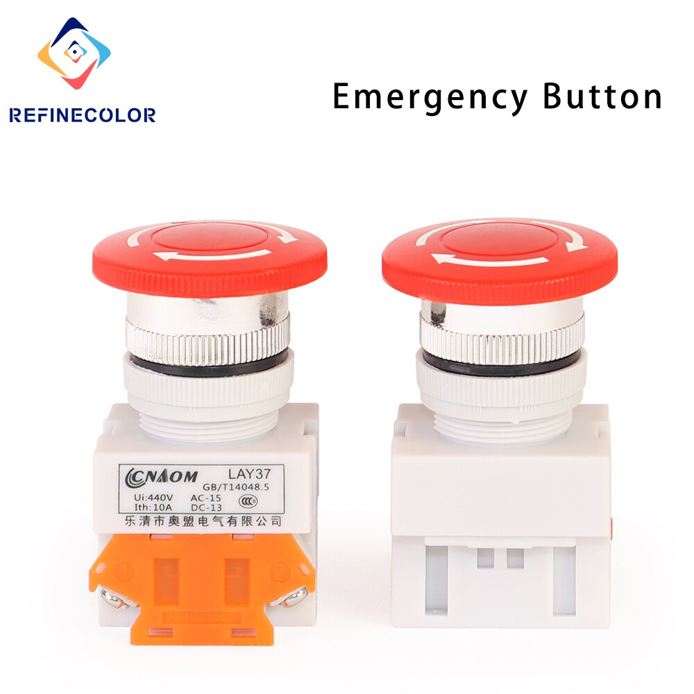 40mm Emergency Stop Switch Mushroom Plastic Push Button Stop Switch For Digital UV Inkjet Printer