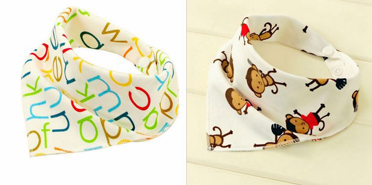 2Pcs/Set Muslin Baby Bibs Burp Double Layer Cotton Saliva Towel Bandana Newborn Scarf Infant Triangle Scarf Bib Apron: 05