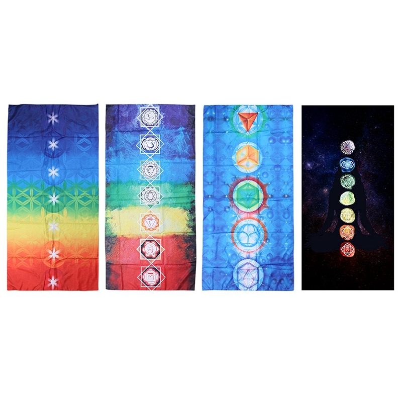 7 Chakra Gekleurde Tapestry Regenboog Strepen Yoga Mat Bohemen Muur Opknoping India Mandala Dekens Wandtapijt