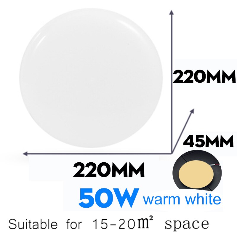 Panel lights Surface Mounted Led Panel Downlights Luminaire for Living Room Round Ceiling Downlight Indoor Lighting: 50W warm white