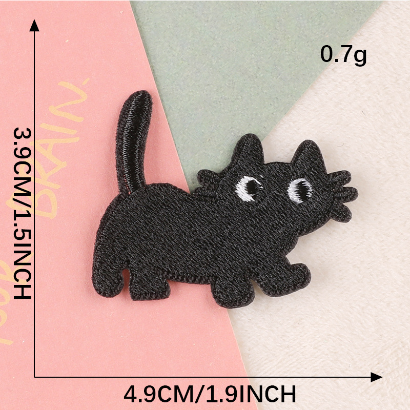 Parches bordados Para Ropa gatos lindos negro hierro en niños coser Parches Para Ropa Infantil Naszywki chaqueta Bordado Mochila Diy: Níquel negro