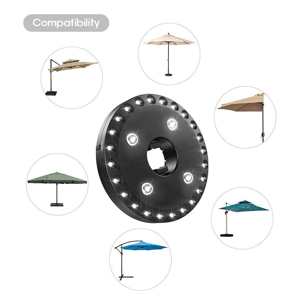 Paraplu Licht 3 Verlichting Modes Draadloze 28 Led Verlichting Paraplu Pole Licht Voor Camping Tenten Outdoor Gebruik Batterij Operated Zwart