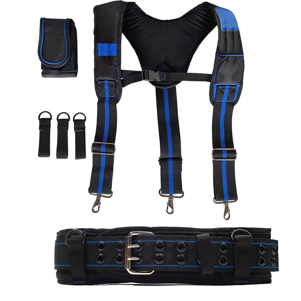Ensemble de bretelles de travail pour charpentier, ceinture à outils, réglables, rembourrées, lombaires et de style joug, pour électricien: Style 6