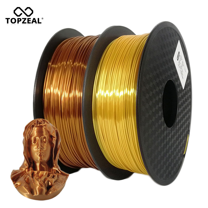 Topzeal Pla Zijde Gloeidraad 1Kg 1.75Mm Golden Zilver Koper Lavendel Roze Zijdeachtige Textuur Gevoel 3D Afdrukken materiaal