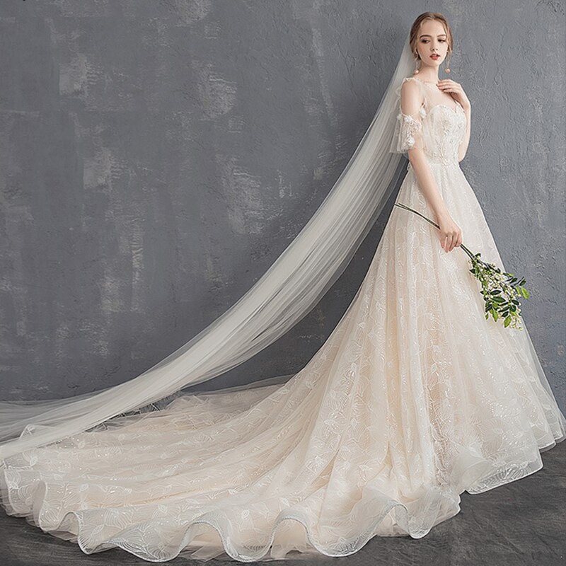 Voile blanc mariée 1 à 8M voile de mariage 1.6M largeur 1 couche dentelle accessoires de mariage sans peigne