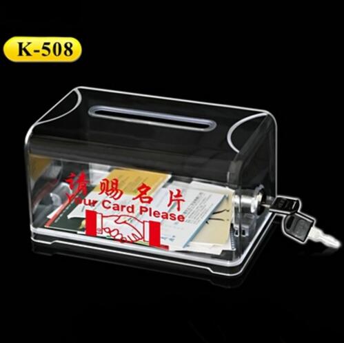 1 pcs High capacity Exhibition hall Business Card Holder Ballot Box Suggestion Box With Stickers: K508-Red